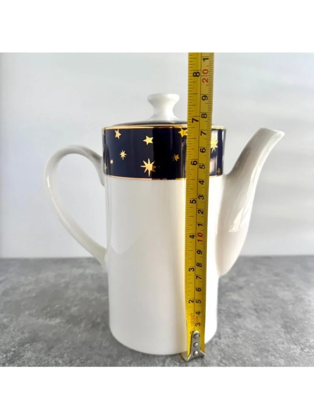 Sakura Galaxy Fine Porcelain Coffee Tea Pot Server 14k Gold Blue Star Celestial
